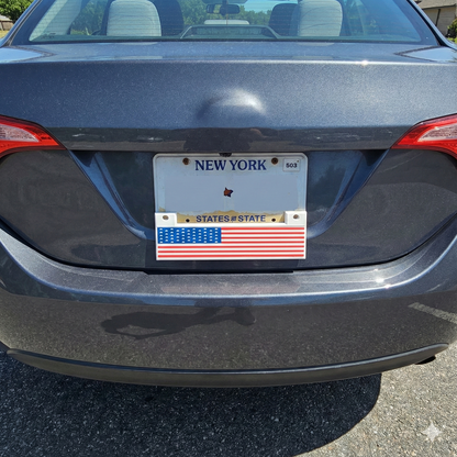 American Flag License Plate Mount, Red White Blue, Patriotic Car Accessory with Bolt Installation
